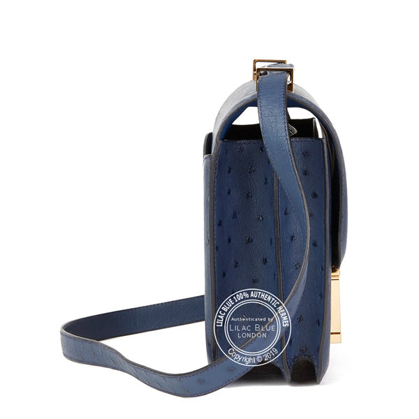 Hermès Constance 24cm Bleu de Malte HSS Ostrich GHW - Preloved
