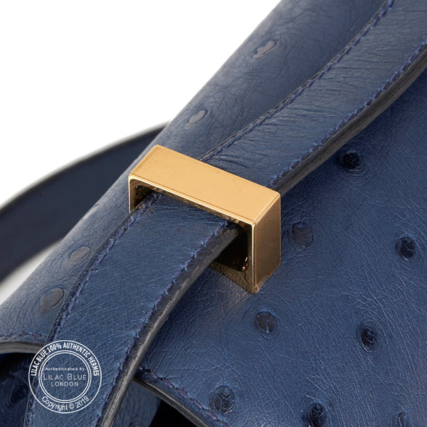 Hermès Constance 24cm Bleu de Malte HSS Ostrich GHW - Preloved