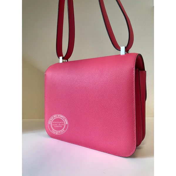 Hermès Constance 24cm Rose Azalee Evercolor PHW