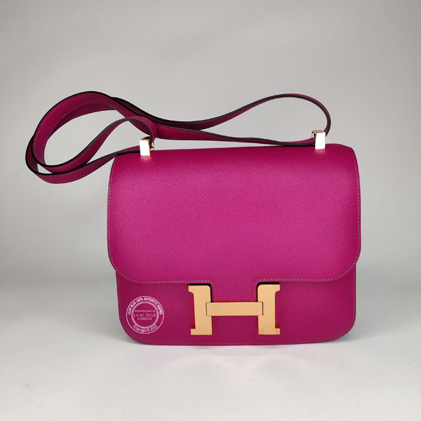 Hermès Constance 24cm Rose Pourpre/Anemone HSS Epsom GHW