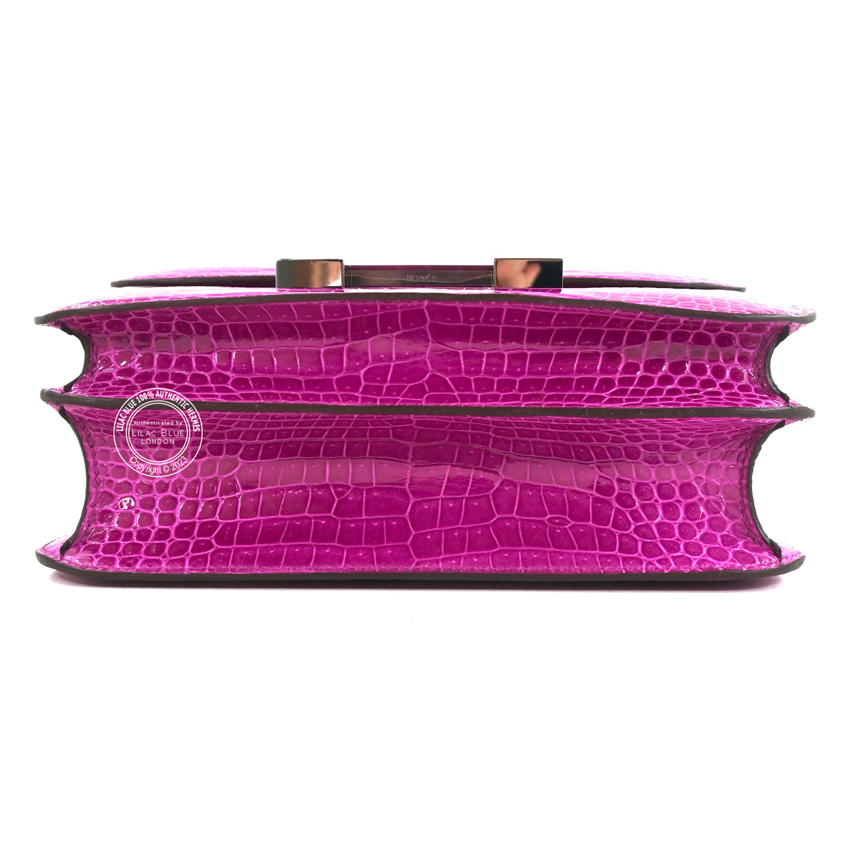 Hermès Constance 24cm Rose Scheherazade Shiny Croc PHW