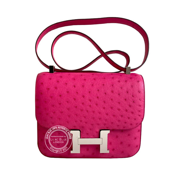 Hermès Constance 24cm Rose Tyrien Ostrich PHW