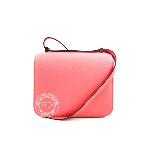 Hermès Constance 24cm Rose d'Ete/Terre Battue Evercolor PHW