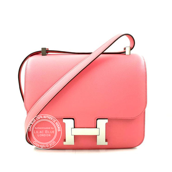 Hermès Constance 24cm Rose d'Ete/Terre Battue Evercolor PHW