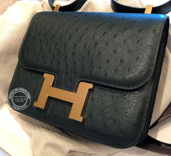 Hermès Constance 24cm Vert Titien Ostrich GHW