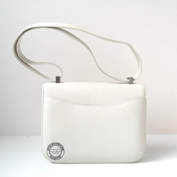 Hermes Constance 24cm White Courchevel PHW - Preloved