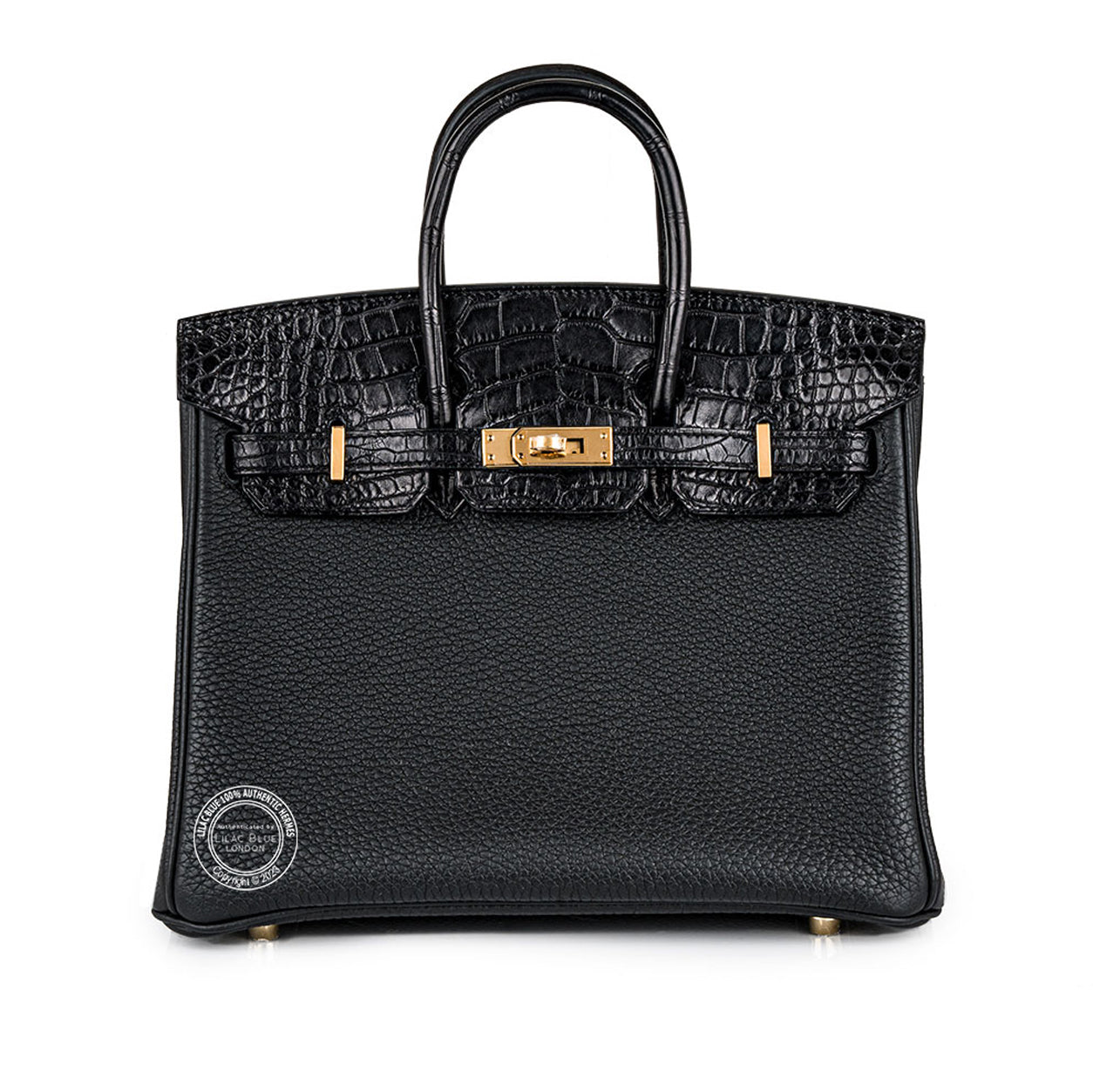 Hermès Birkin 25cm Black Touch Togo/Matte Alligator GHW