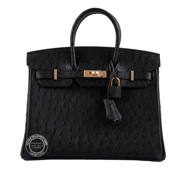 Hermès Birkin 25cm Black Ostrich RGHW