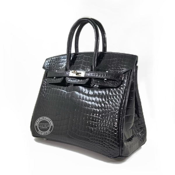 Hermès Birkin 25cm Black Shiny Croc PHW