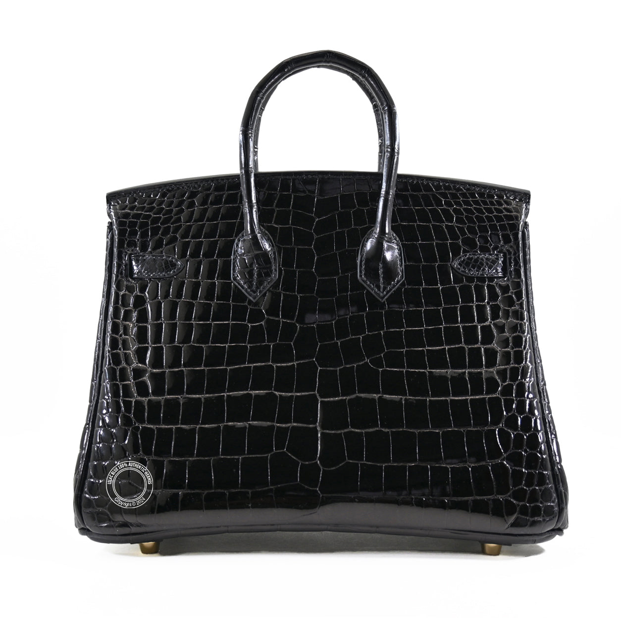 Hermes Birkin 25cm Black Shiny Croc GHW