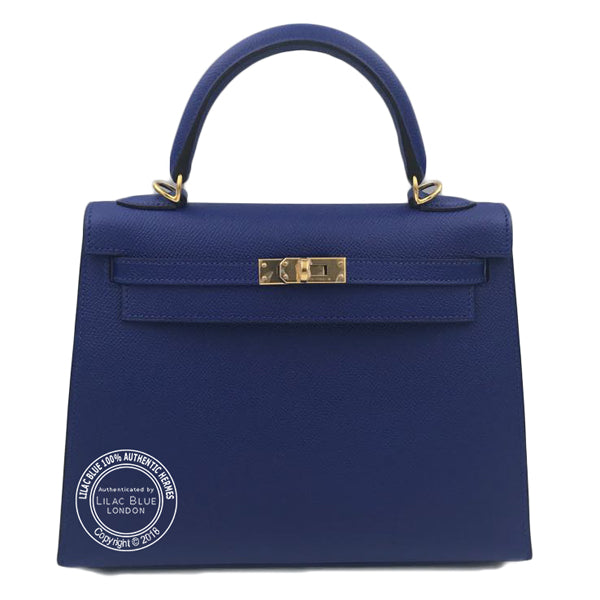 Hermès Kelly 25cm Bleu Electrique Epsom GHW