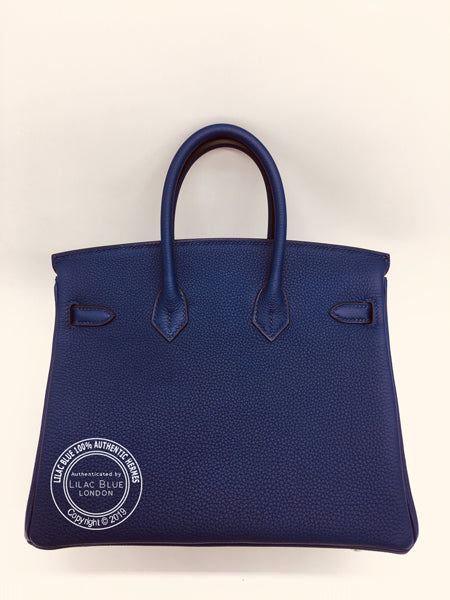 Hermès Birkin 25cm Bleu Encre/Bordeaux Officier Togo/Swift PHW