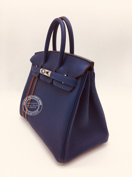 Hermès Birkin 25cm Bleu Encre/Bordeaux Officier Togo/Swift PHW