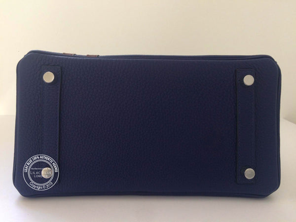 Hermès Birkin 25cm Bleu Encre/Bordeaux Officier Togo/Swift PHW