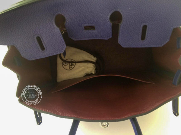 Hermès Birkin 25cm Bleu Encre/Bordeaux Officier Togo/Swift PHW