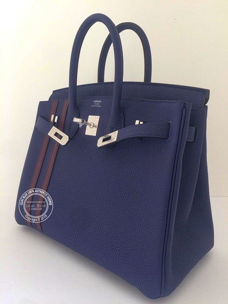 Hermès Birkin 25cm Bleu Encre/Bordeaux Officier Togo/Swift PHW