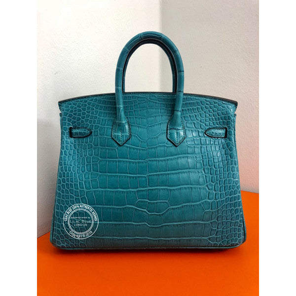 Hermès Birkin 25cm Bleu Paon Matte Alligator GHW