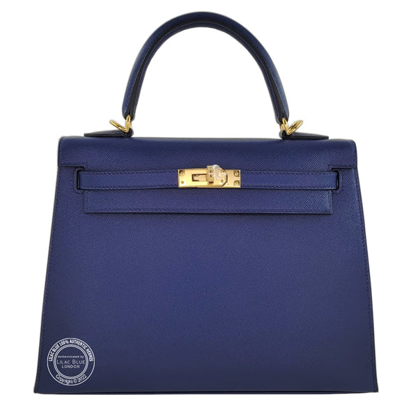 Hermès Kelly 25cm Bleu Saphir Madame GHW