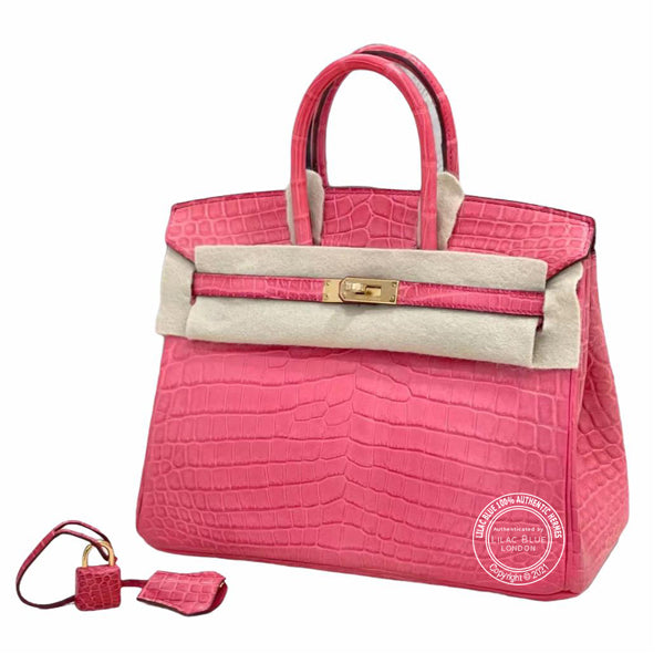 Hermès Birkin 25cm Bougainvillea Matte Croc GHW