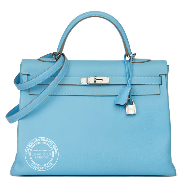 Hermès Kelly 25cm Celeste/Mykonos Candy Epsom PHW - Preloved