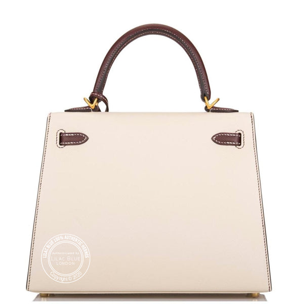 Hermès Kelly 25cm Craie/Bordeaux HSS Epsom BGHW