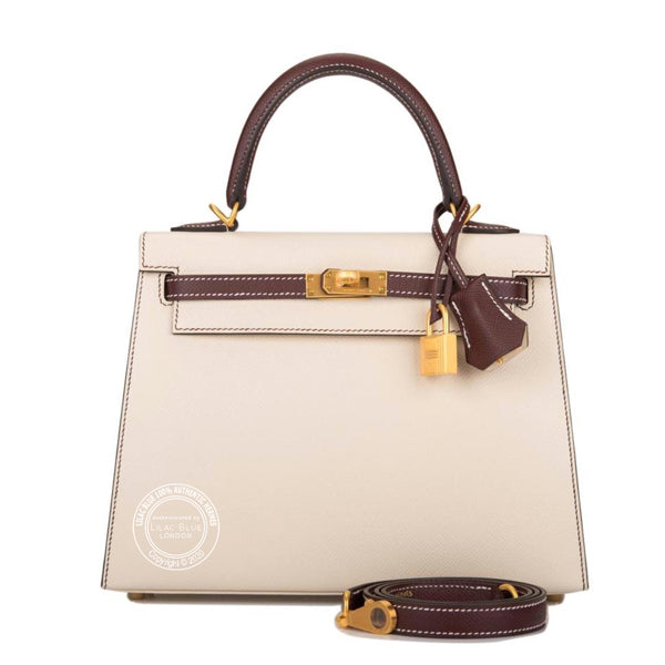 Hermès Kelly 25cm Craie/Bordeaux HSS Epsom BGHW