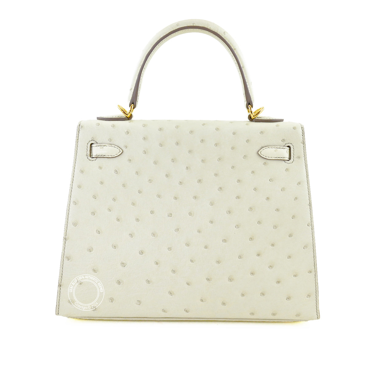 Hermès Kelly 25cm Craie Ostrich GHW