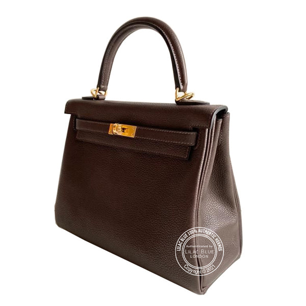 Hermès Kelly 25cm Ebene Barenia GHW