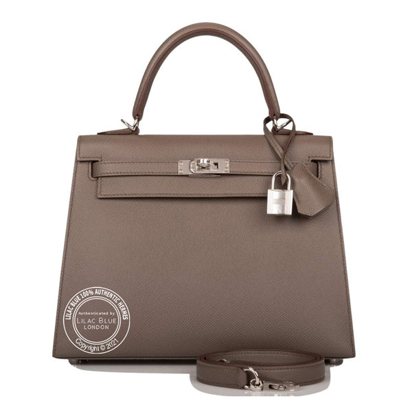 Hermès Kelly 25cm Etain Epsom PHW