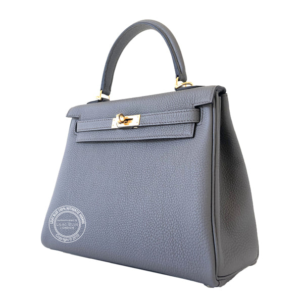 Hermes Kelly 25cm Etain Togo GHW