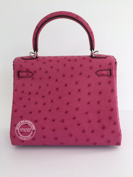 Hermès Kelly 25cm Fuschia Ostrich PHW - Preloved