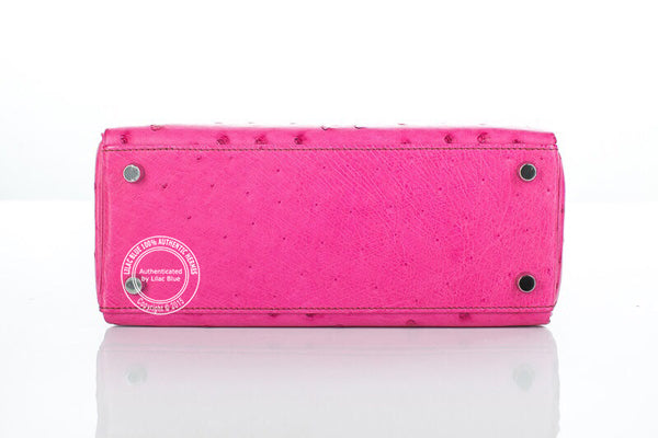 Hermès Kelly 25cm Fuschia Ostrich PHW - Preloved