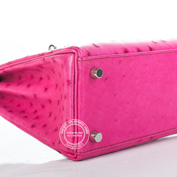 Hermès Kelly 25cm Fuschia Ostrich PHW - Preloved