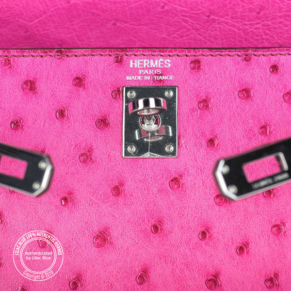 Hermès Kelly 25cm Fuschia Ostrich PHW - Preloved