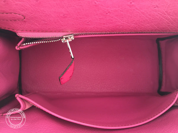 Hermès Kelly 25cm Fuschia Ostrich PHW - Preloved