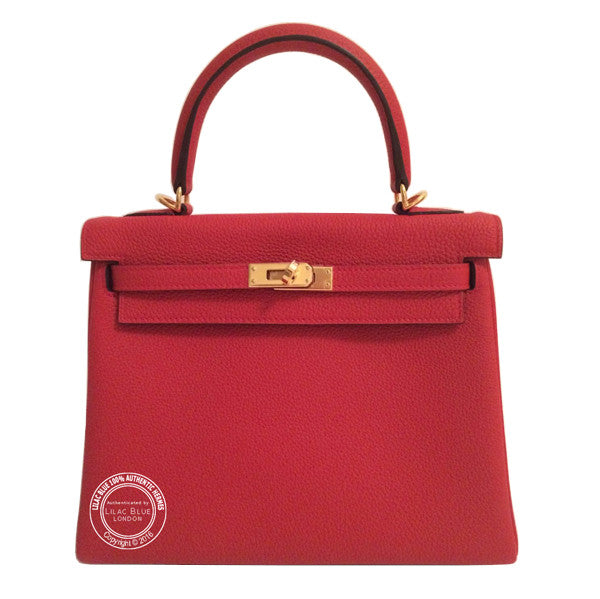 Hermès Kelly 25cm Geranium Togo GHW