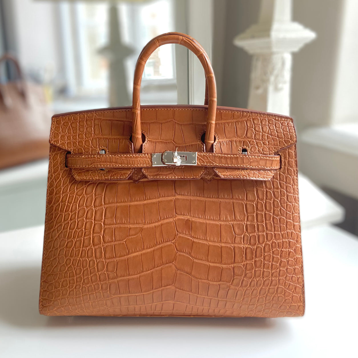 Hermès Birkin 25cm Gold Sellier Matte Alligator PHW