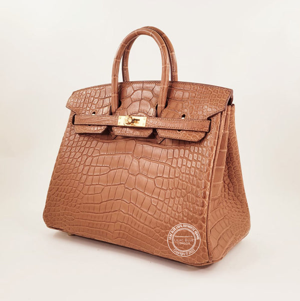 Hermès Birkin 25cm Gold Matte Alligator GHW