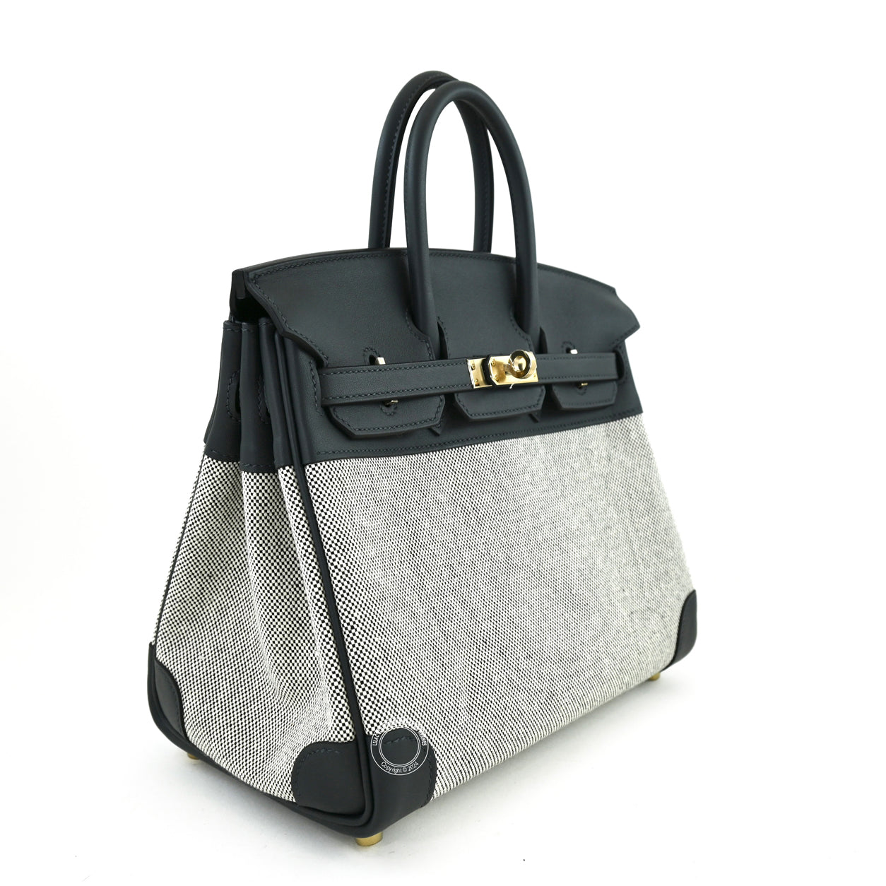 Hermès Birkin 25cm Gris Misty Toile H/Swift PBHW
