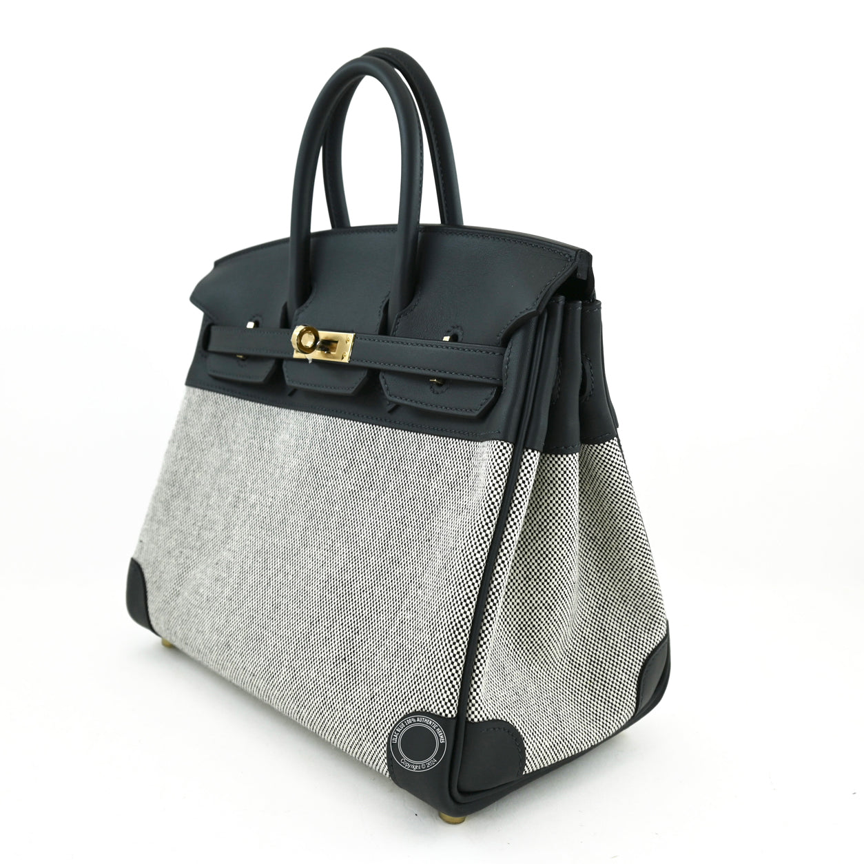 Hermès Birkin 25cm Gris Misty Toile H/Swift PBHW