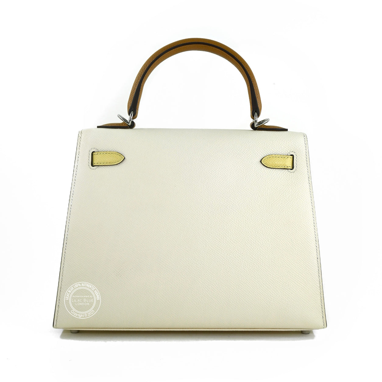 Hermes Kelly 25cm Nata/Jaune Poussin/Sesame Epsom PHW