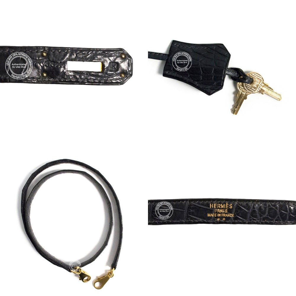 Hermès Kelly 28cm Navy Matte Croc GHW - Preloved