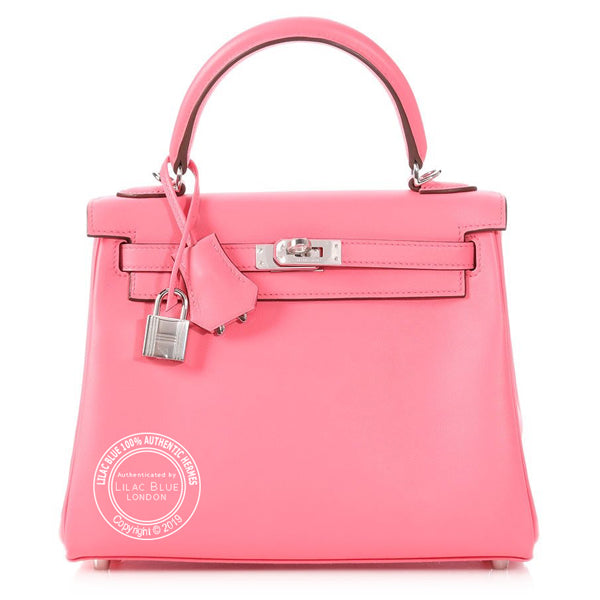 Hermès Kelly 25cm Rose Azalee Swift PHW