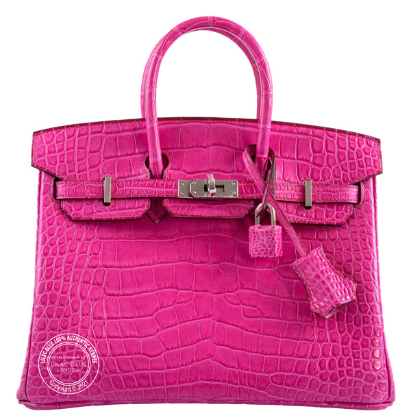 Hermès Birkin 25cm Rose Shocking Matte Alligator PHW