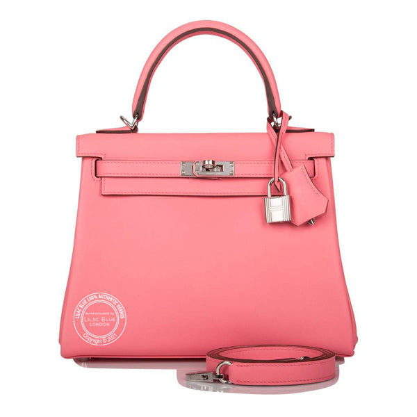 Hermès Kelly 25cm Rose d'Été Swift PHW