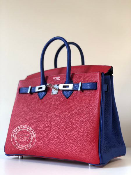 Hermès Birkin 25cm Rouge de Coeur/Bleu Electrique HSS Togo PHW