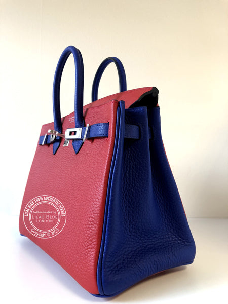 Hermès Birkin 25cm Rouge de Coeur/Bleu Electrique HSS Togo PHW