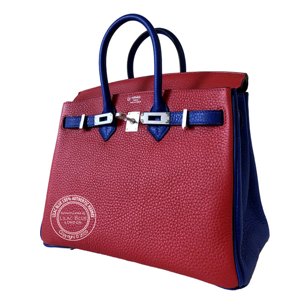Hermès Birkin 25cm Rouge de Coeur/Bleu Electrique HSS Togo PHW
