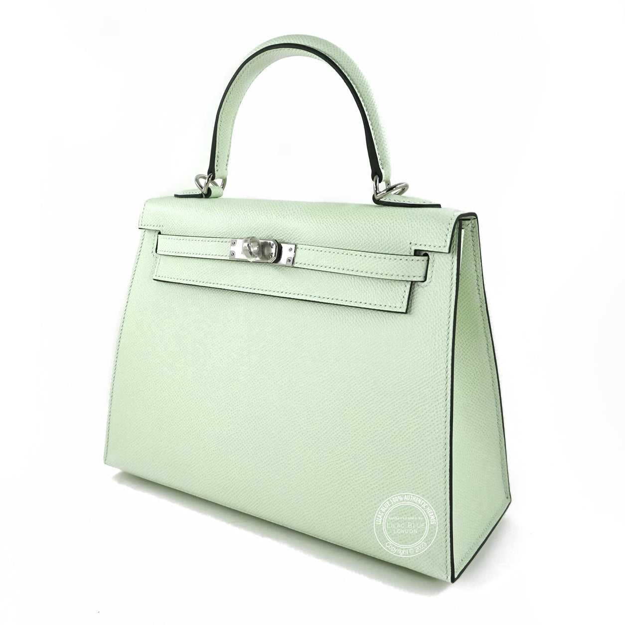 Hermes Kelly 25cm Vert Fizz Epsom PHW