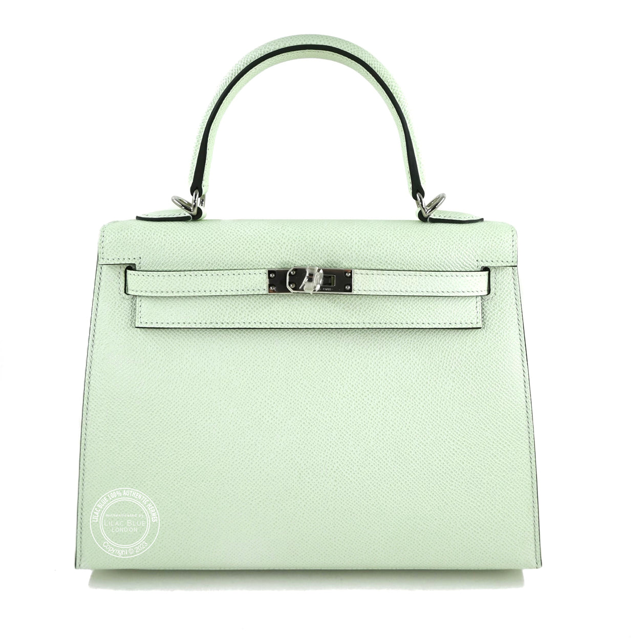 Hermes Kelly 25cm Vert Fizz Epsom PHW
